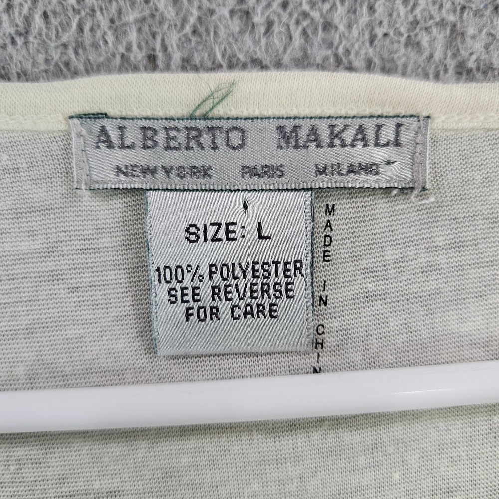 Alberto Makali Womens Ivory Floral Rhinestone V-Neck Cap Sleeve Top Size L - Picture 2 of 9